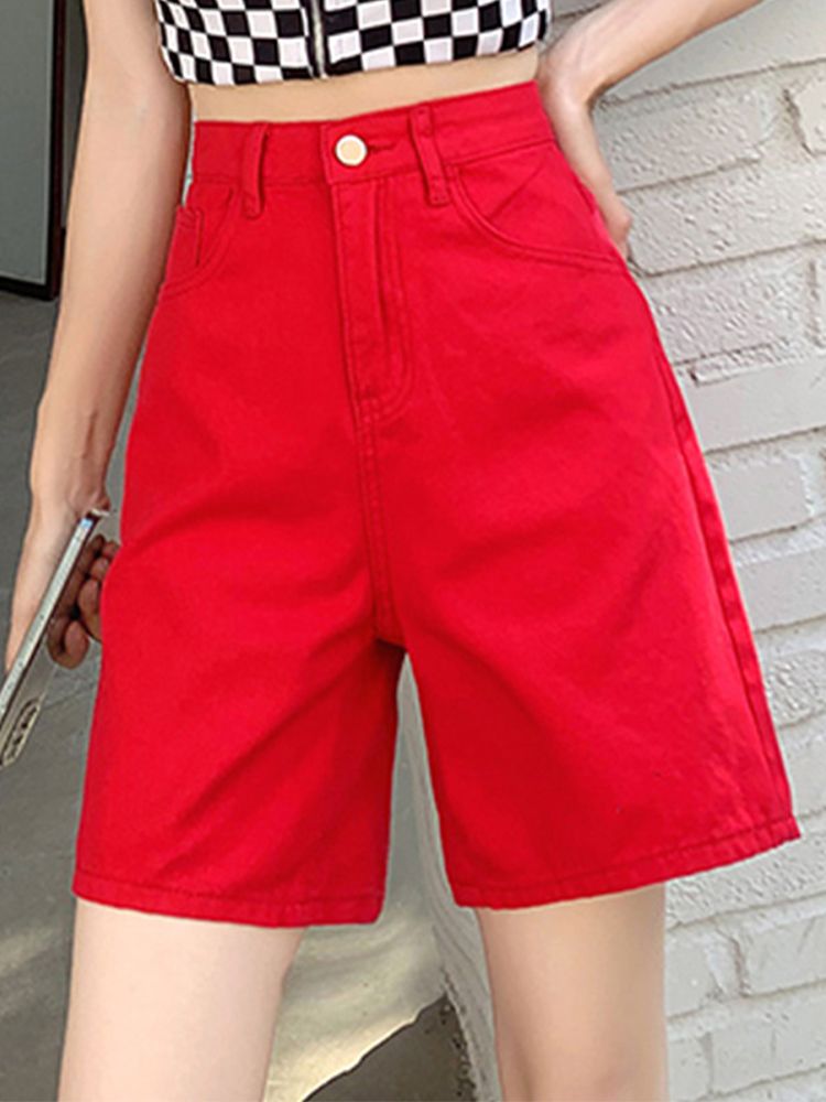 Shorts en jean rouge