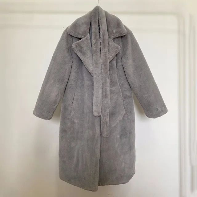 gray fur coat