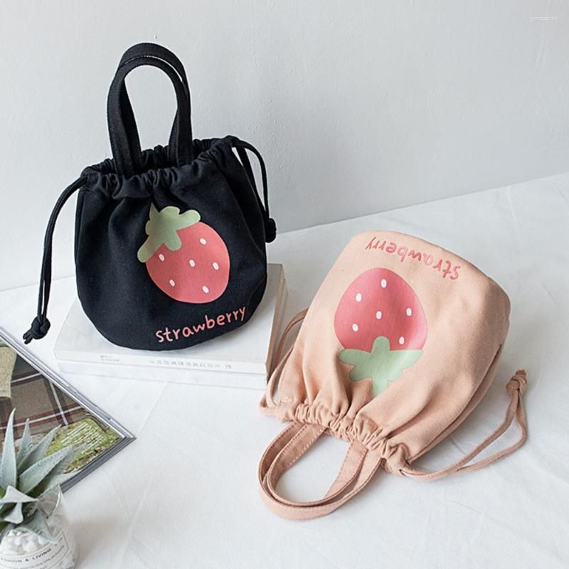 Mini sac à cordon en toile pour femmes, sac à main aux fraises de dessin  animé, sac seau, boîte à déjeuner, petit sac en tissu, fourre-tout pour  femmes, sacs alimentaires – les