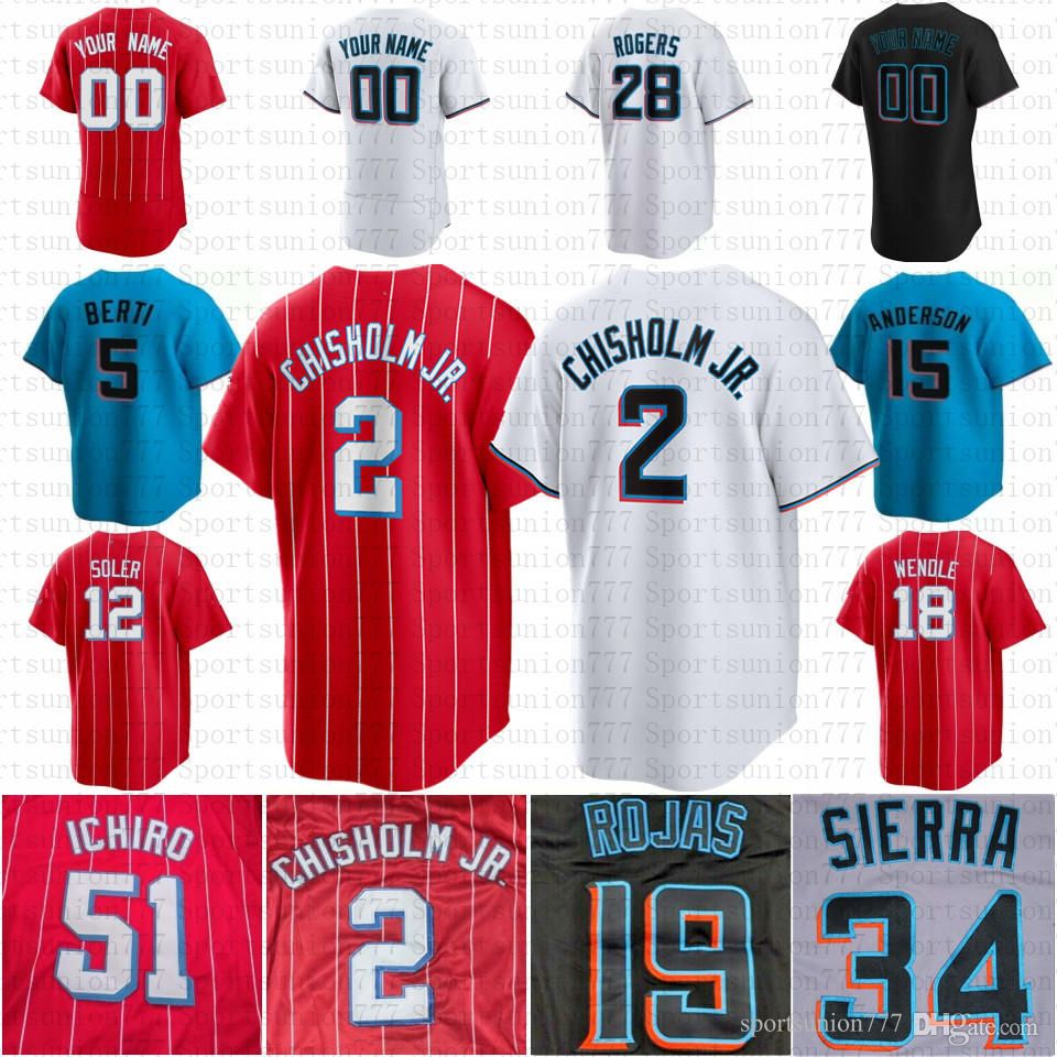 2 Jazz Chisholm Jr. Baseball Jersey 22 Sandy Alcantara Miami Miguel Rojas  16 Jose Fernandez Marlins 12 Jorge Soler 5 Jon Berti 15 Brian Anderson  Custom Sixto Sanchez Men From 15,95 €