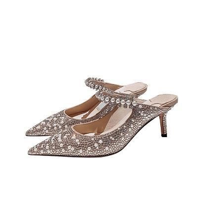 Mules Champagne Pearl Half Slide 7cm