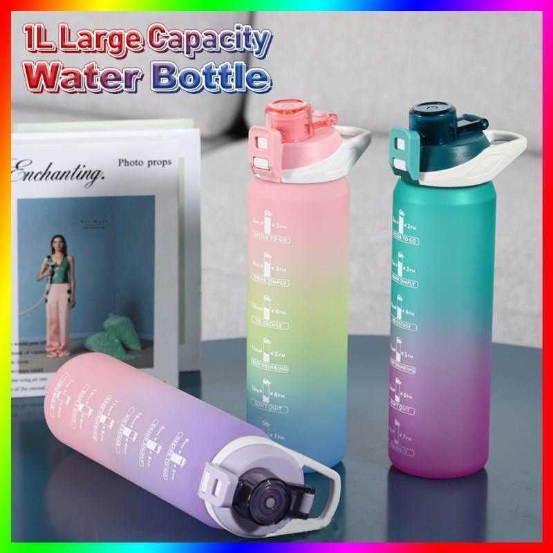 Large Capacity Gradient Color Plastic Straw Sports Fitness Water