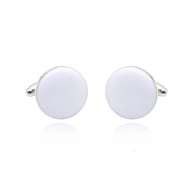 White Round Cufflink