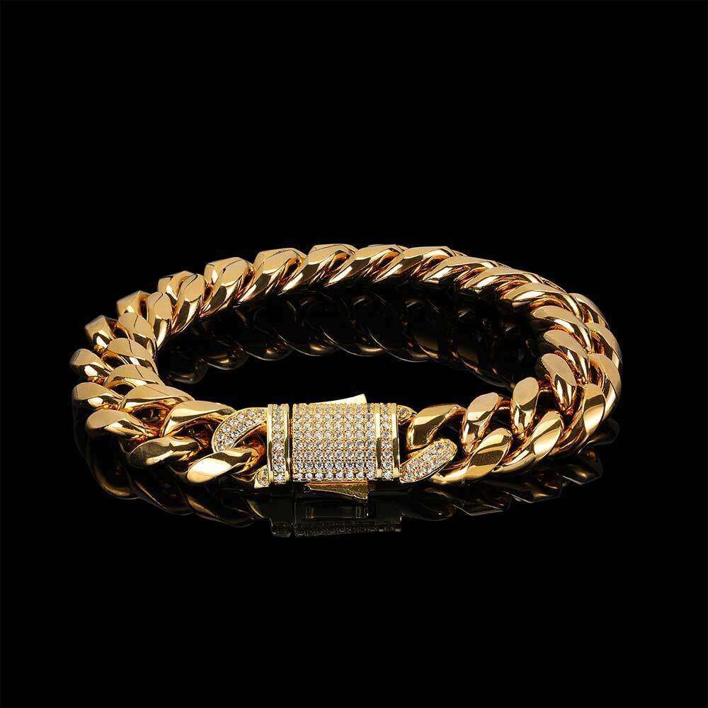 Oro (larghezza 12mm) -bracele 7 pollici (L