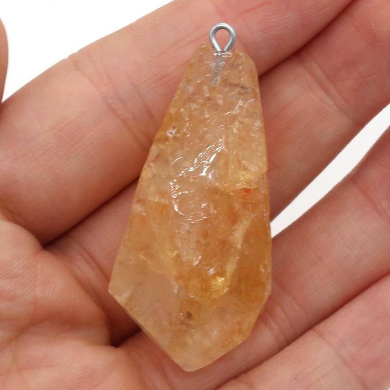 Anhänger-Halsketten, Naturstein, unregelmäßige Form, Citrin-Anhänger für die Schmuckherstellung, DIY-Halskettengröße 20 x 45–35 x 50 mm_voghion.com