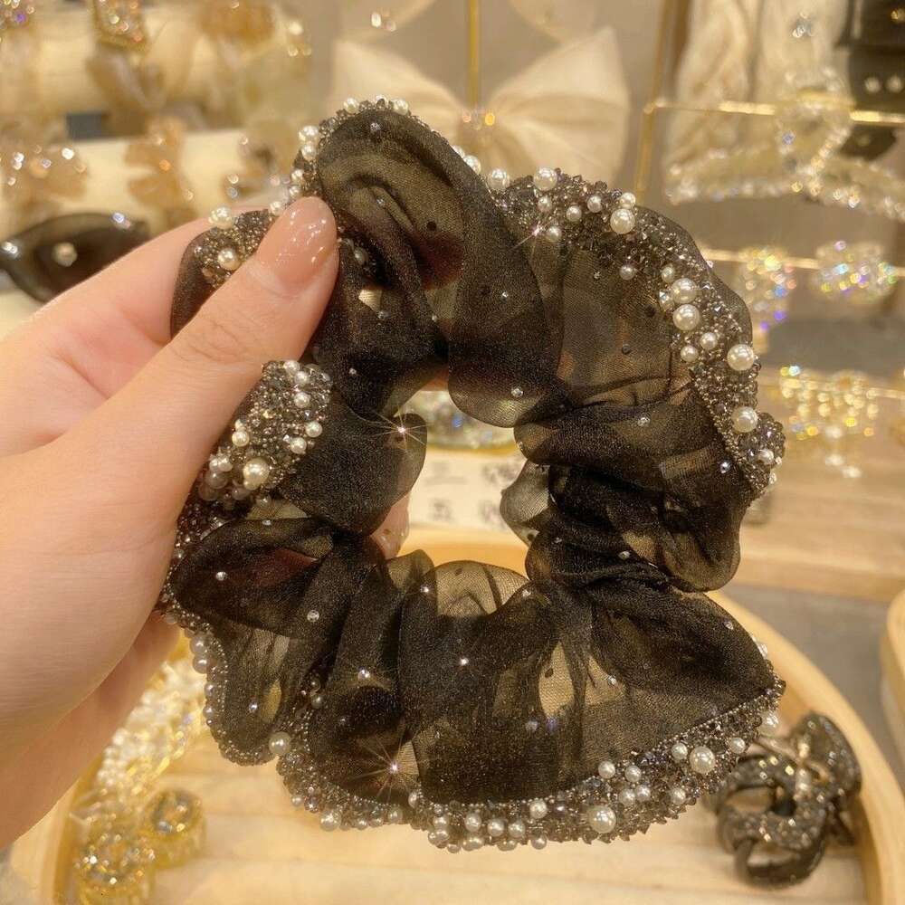 Black Organza Diamentowy pierścień włosów