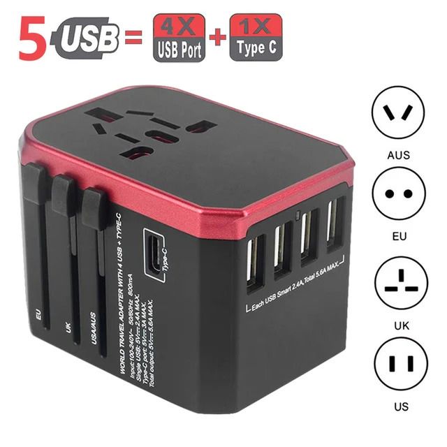 4USB-C RED-universell plugg