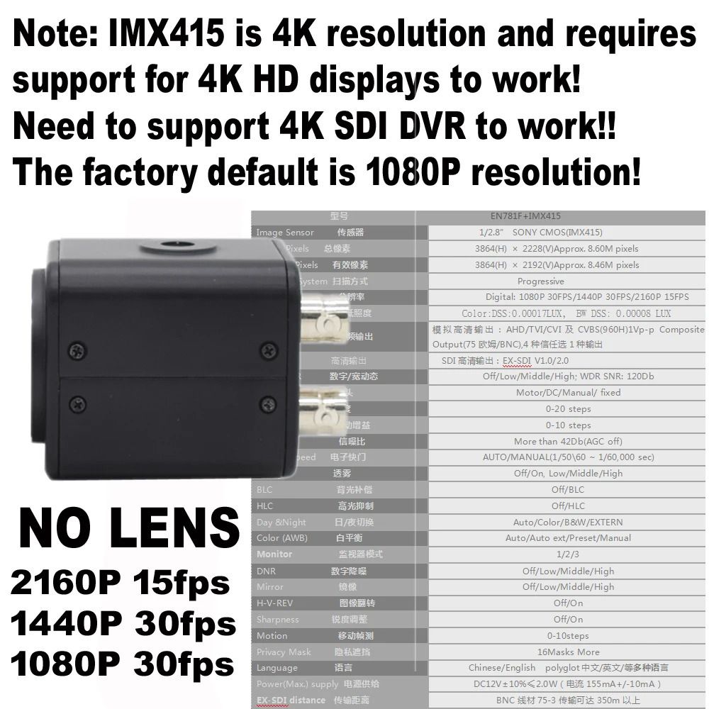 4K IMX415レンズなし