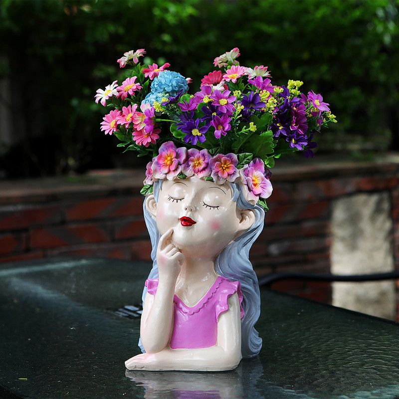 New Meditation Girl Flower Pot - Pink