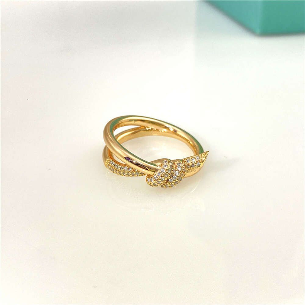 Rose Diamond Double Ring Knot Ring t H