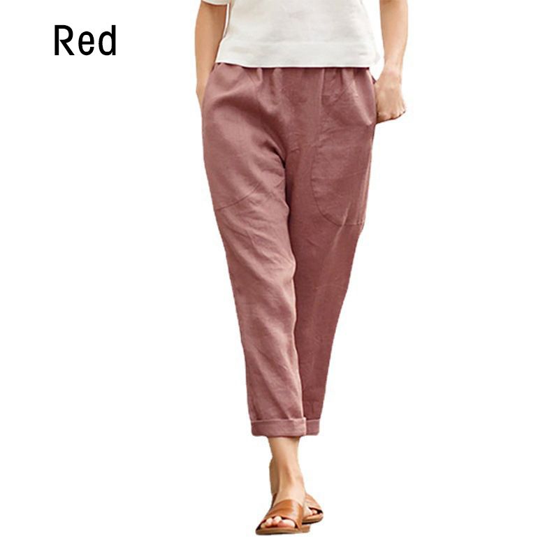 Red linen pant