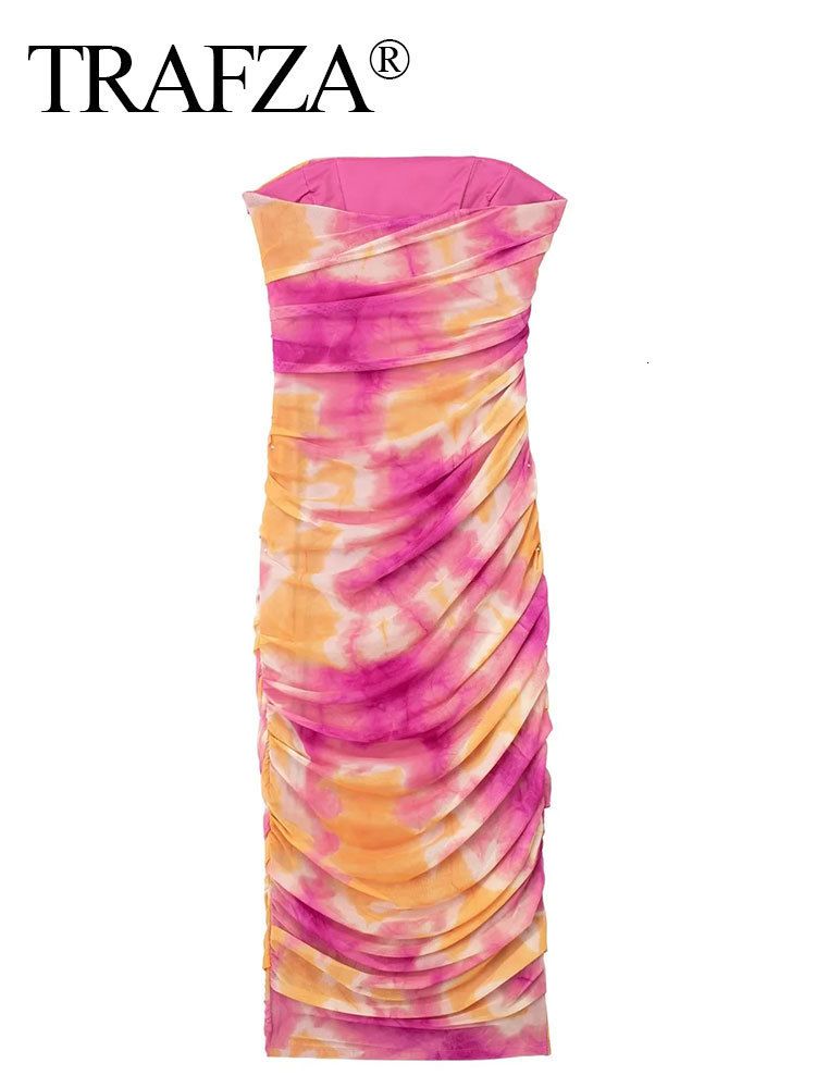 Printed tulle midi dress - Women's fashion