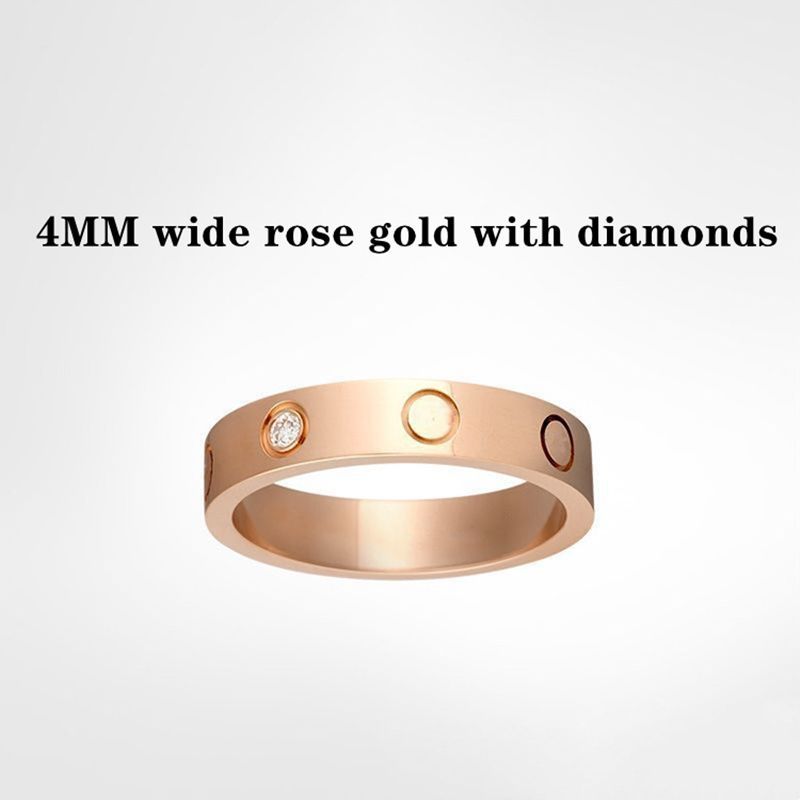 4mm Różowe złoto z diamentami
