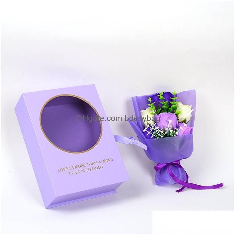 Bouquet Di Rose Viola Con Confezione Regalo
