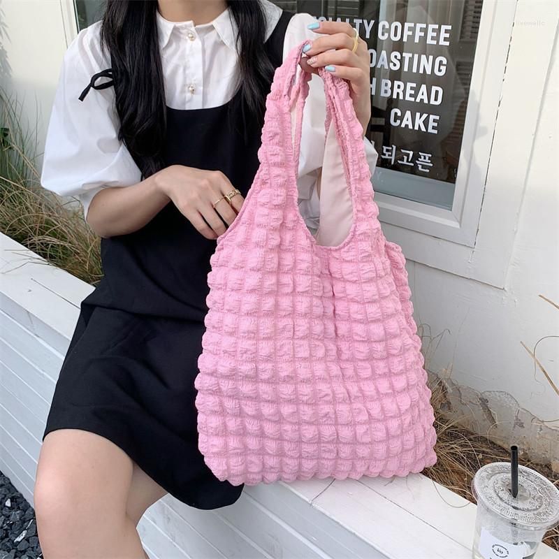 Evening Bags Women Shoulder Cute Pleated Bubbles Large Capacity Female Vest  Underarm Bag Tote Shopping Soft Cloth Fabric Handbags From Livewellc,  $10.12