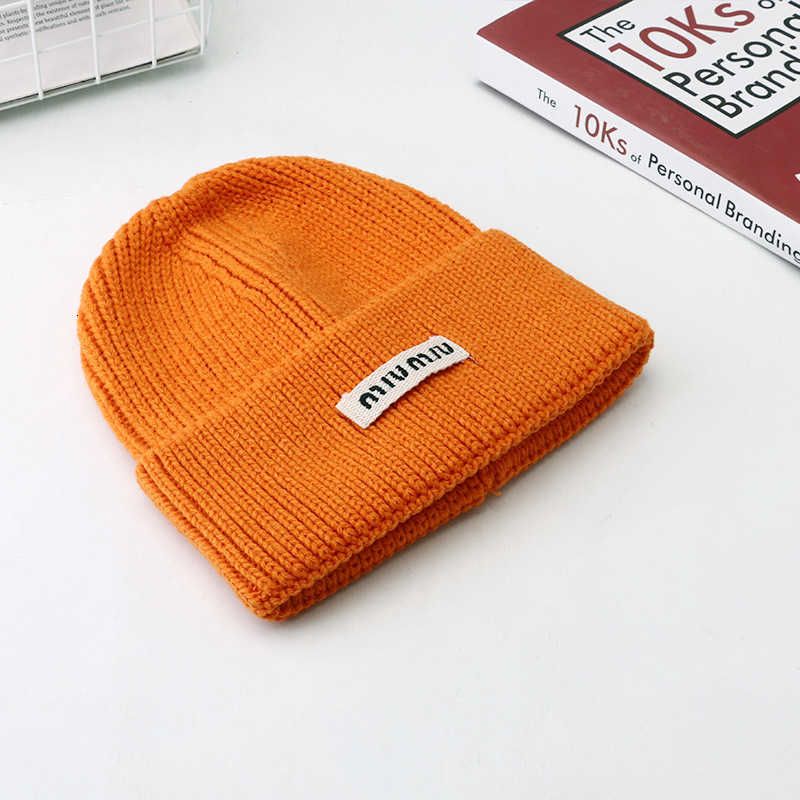 paste miu letter woolen hat orange