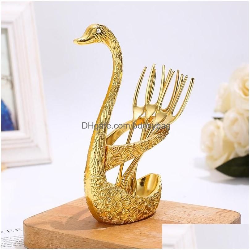 Gold Swan Base With 6Pcs Fork