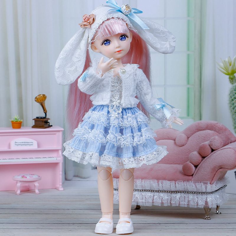 Blue 2-Doll rose et vêtements