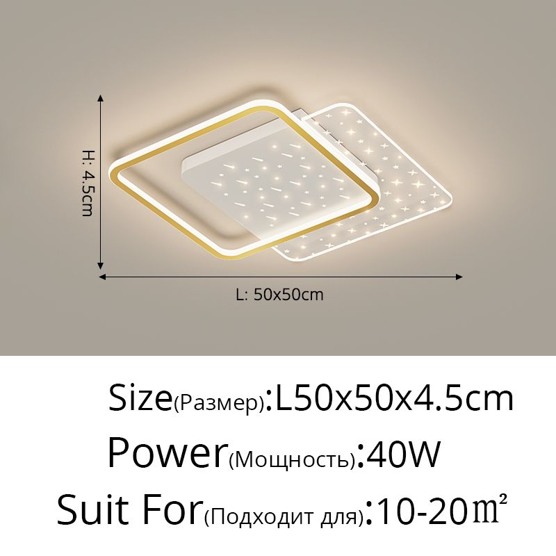 Lumière chaude carrée dorée sans télécommande