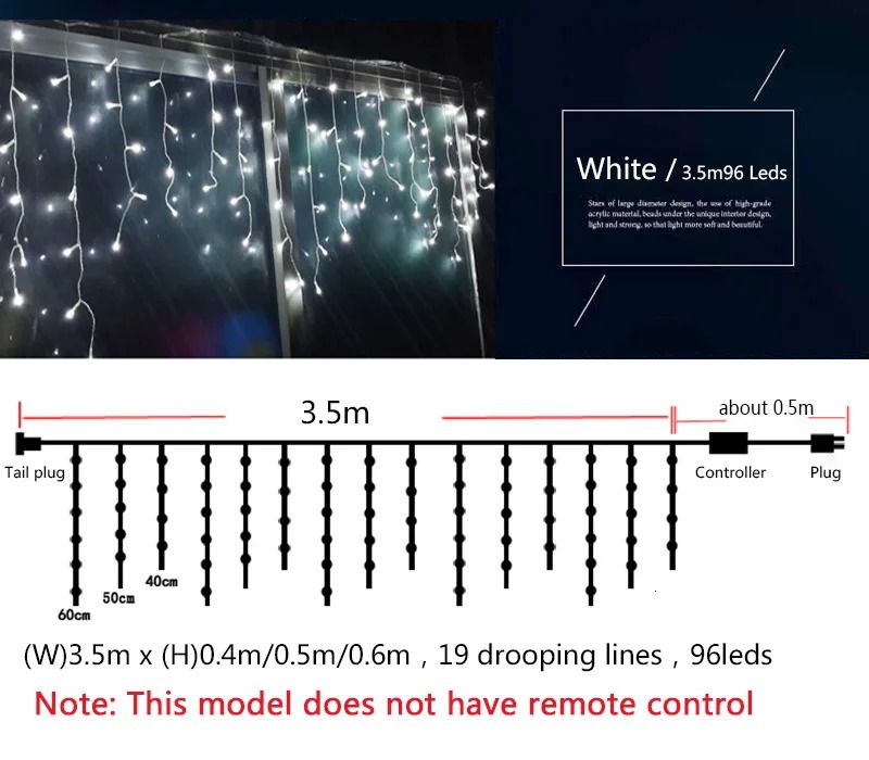 3.5m96leds Blanco-Mando a distancia 2-Us P