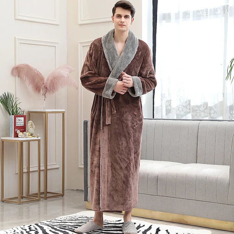 Men Fur Robe Coffee-M