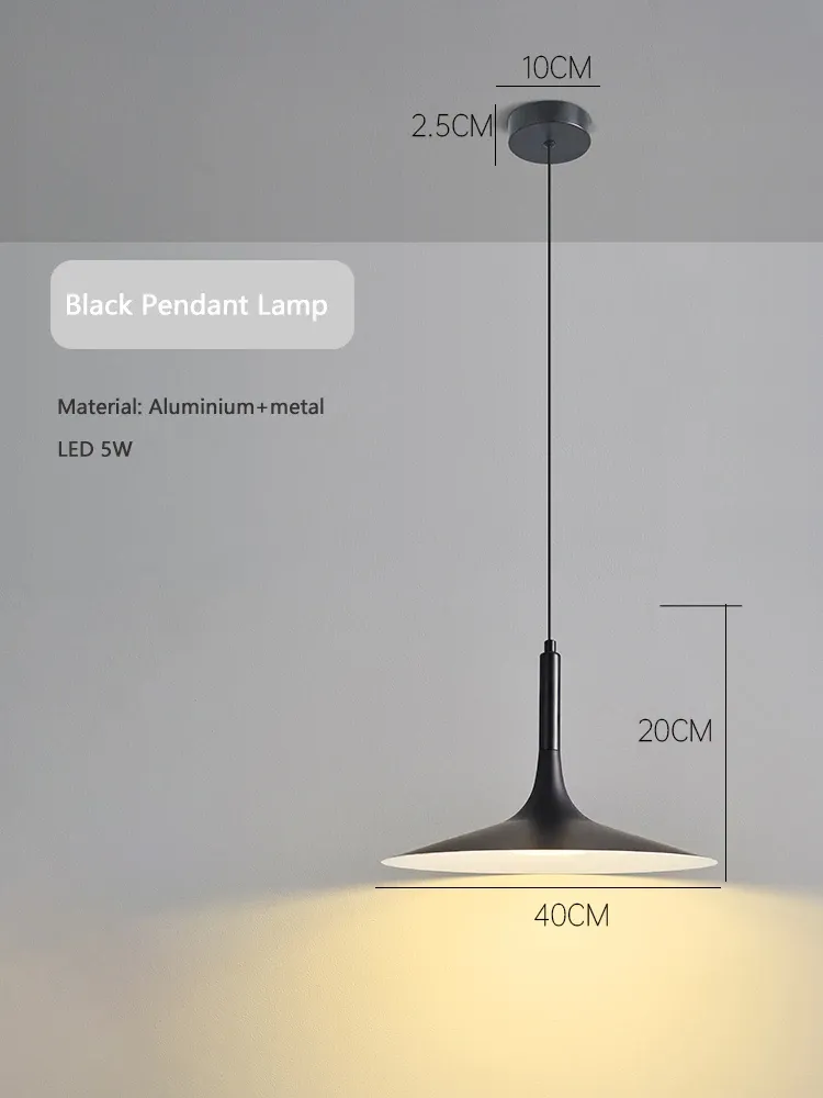 Lampe à suspension noire AC 220V-240V Blanc