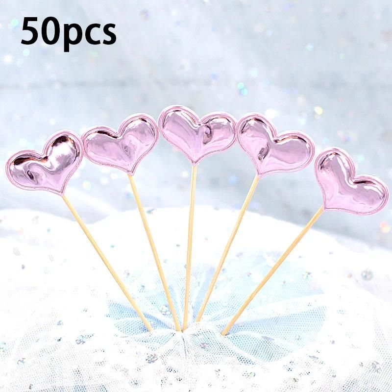 50pcs coeur rose