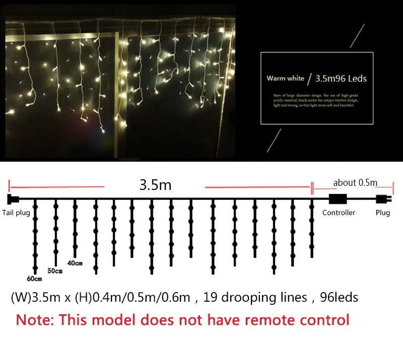 3.5m96leds Blanco Cálido-Mando a distancia 2