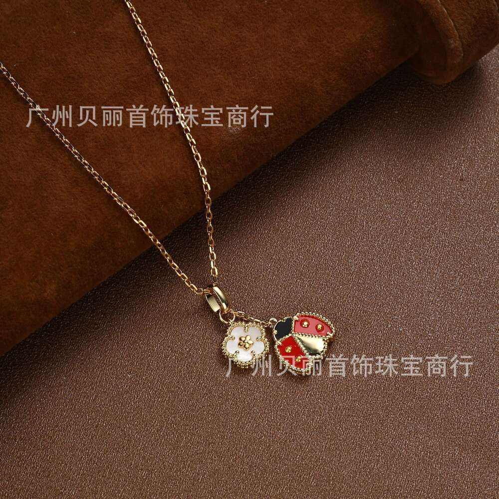 five flower ladybug necklace