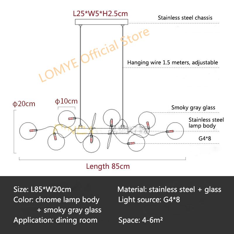 8 głowic - L85cm Ciepłe białe