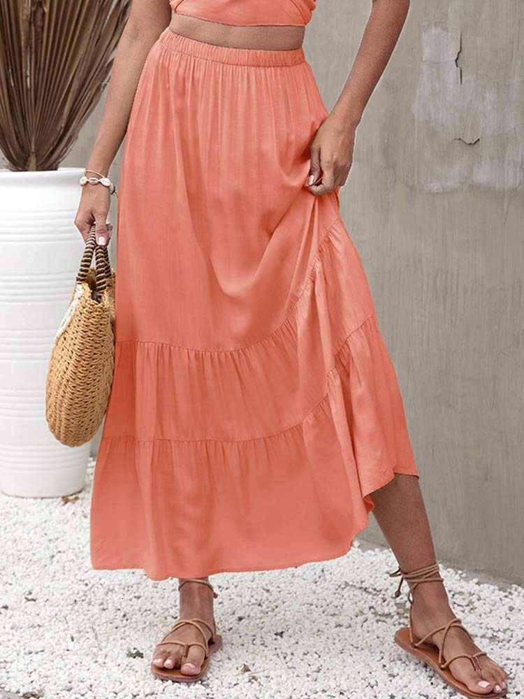 Оранжевая розовая юбка