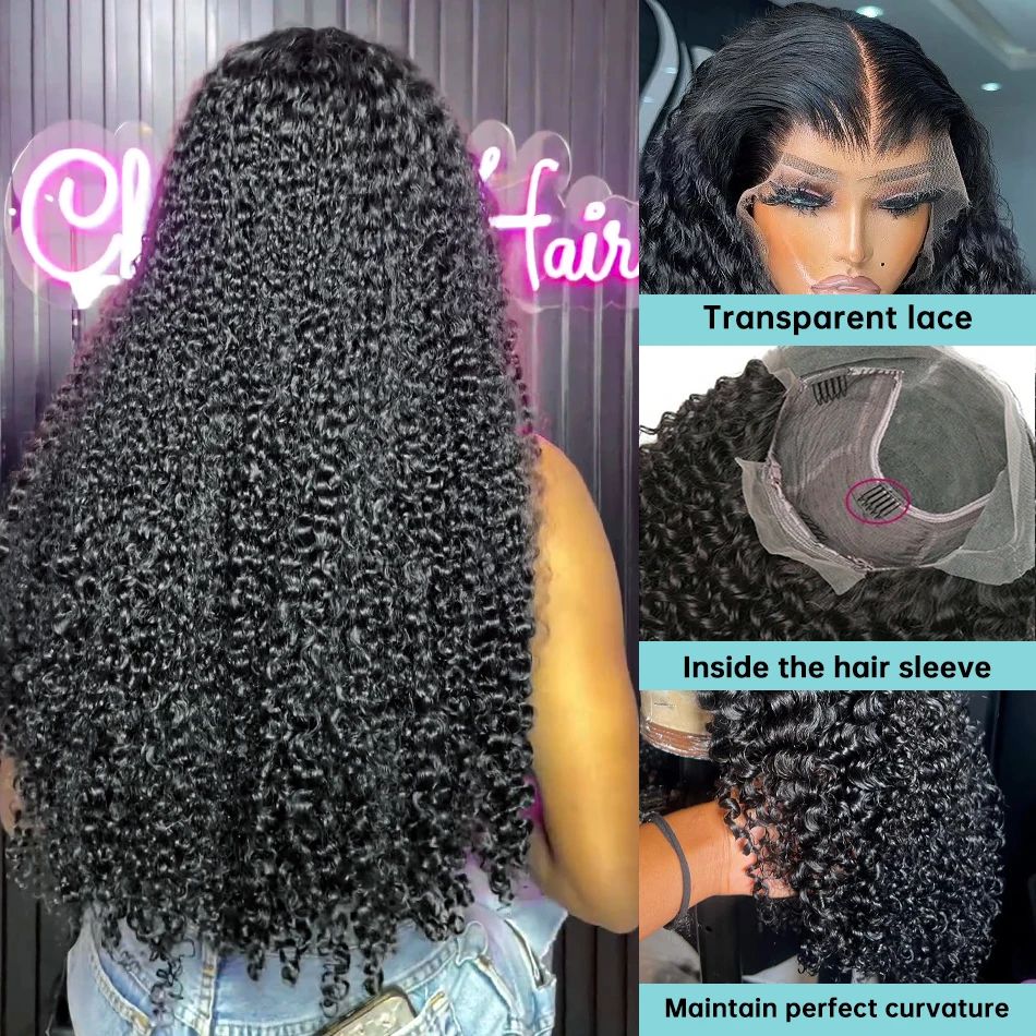 180% Pre-Plucked Natural Wave Glueless Curly Human Hair Wig Water detail view 2