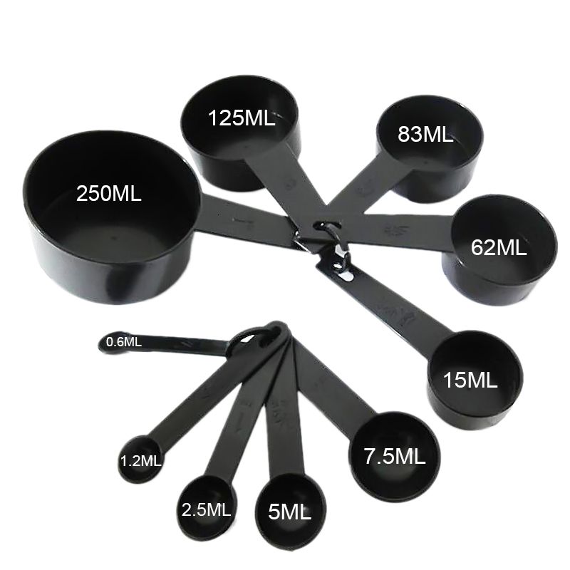 Measuring Tools set Measuring Spoons Kitchen Cook Black Plastic