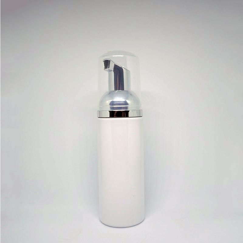 Witte fles + zilveren pomp
