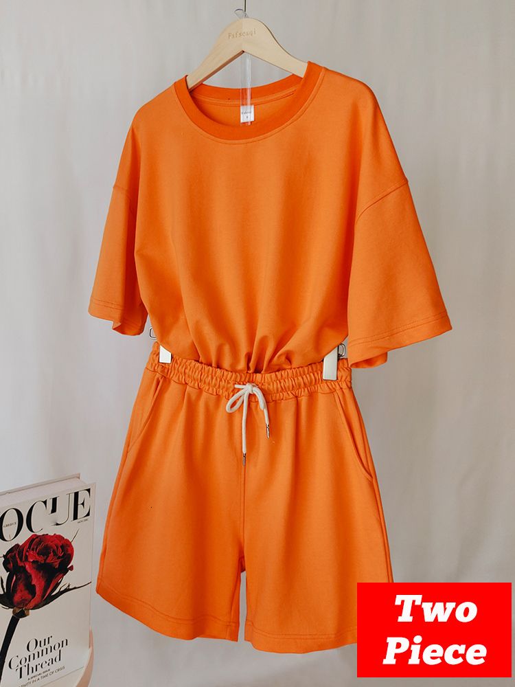 oranje shorts set