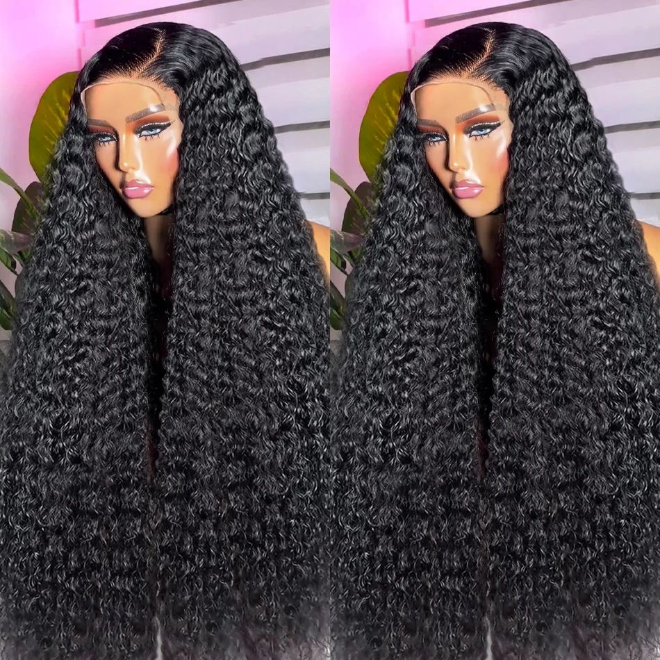 180% Pre-Plucked Natural Wave Glueless Curly Human Hair Wig Water view 3