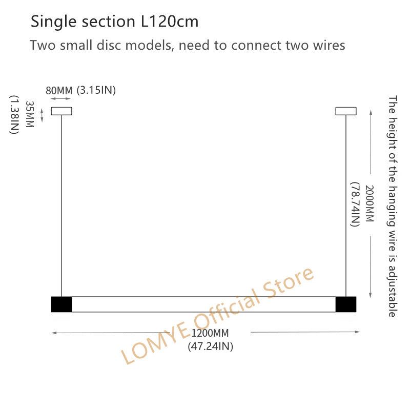 Lunghezza120 cm (47.24in) Luce calda