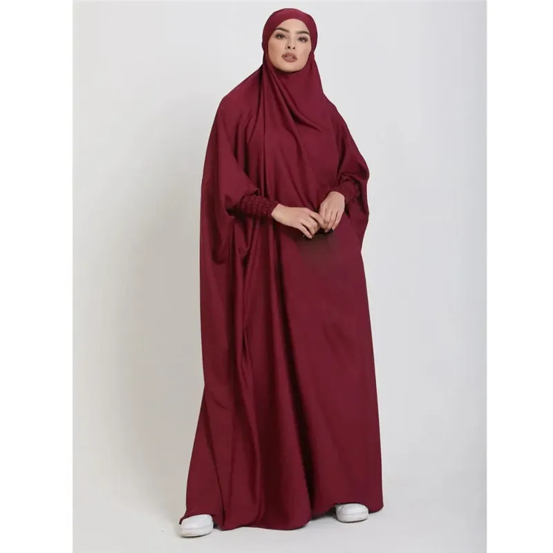 Tamanho único (feminino) jilbab vermelho