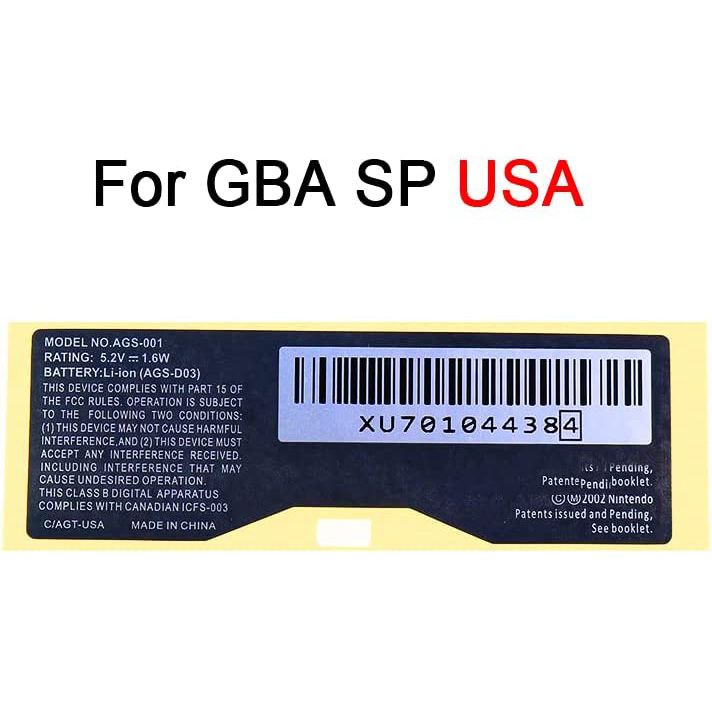 Replacement Sticker Label Tag Marking Sticker AGS-001 for Game Boy Advance  SP GBA SP