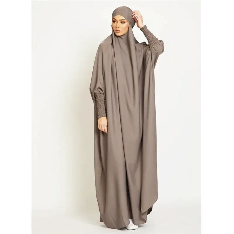 Tamanho único (feminino) jilbab marrom
