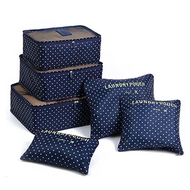 6pcs-Navy Blue Dots