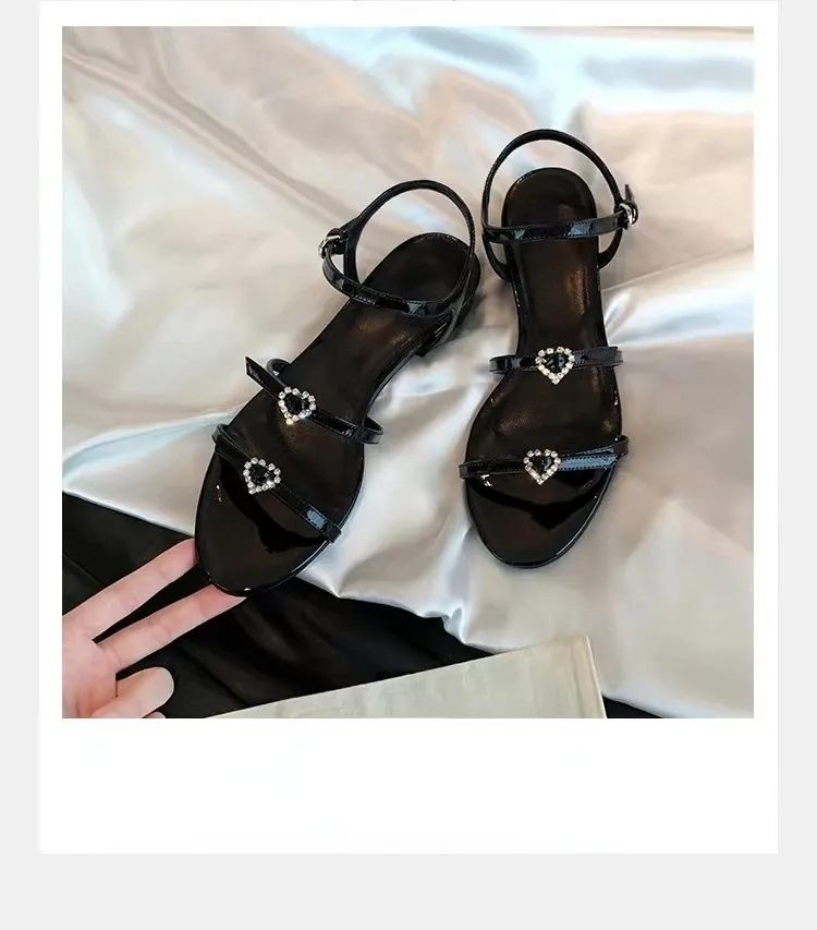 Zwarte sandalen 2,5 cm