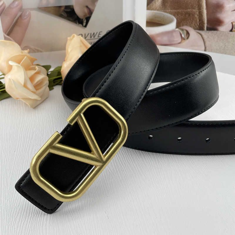 Ceinture de boucle en or noire V de 4,0 cm de largeur