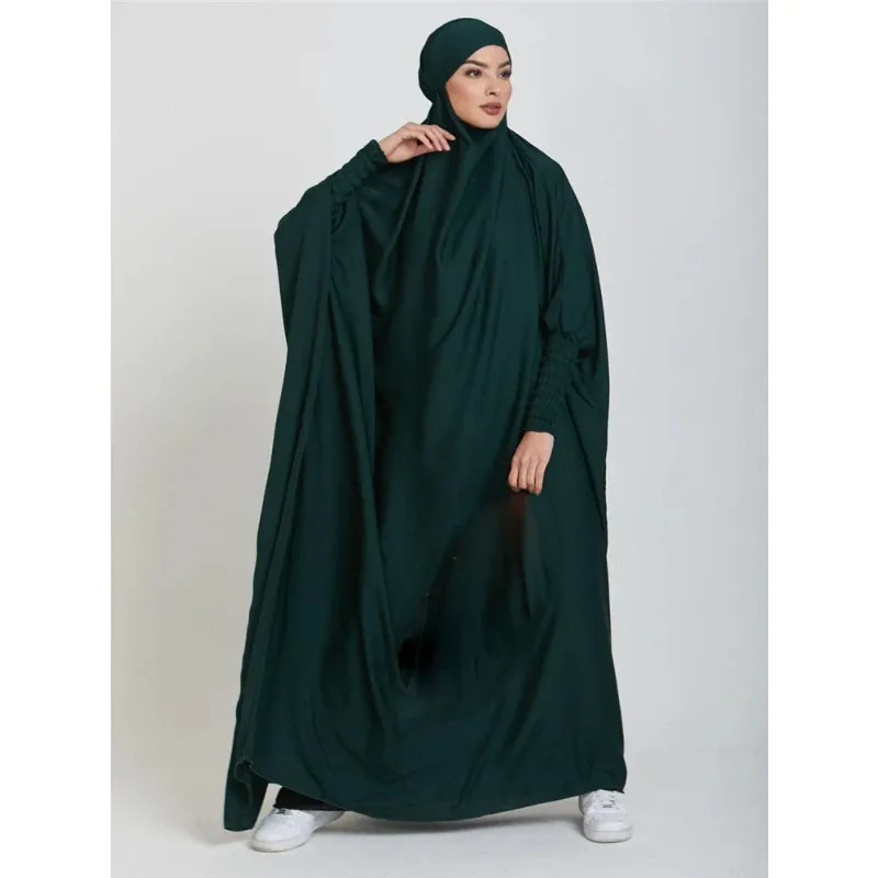 Tamanho único (feminino) jilbab verde escuro