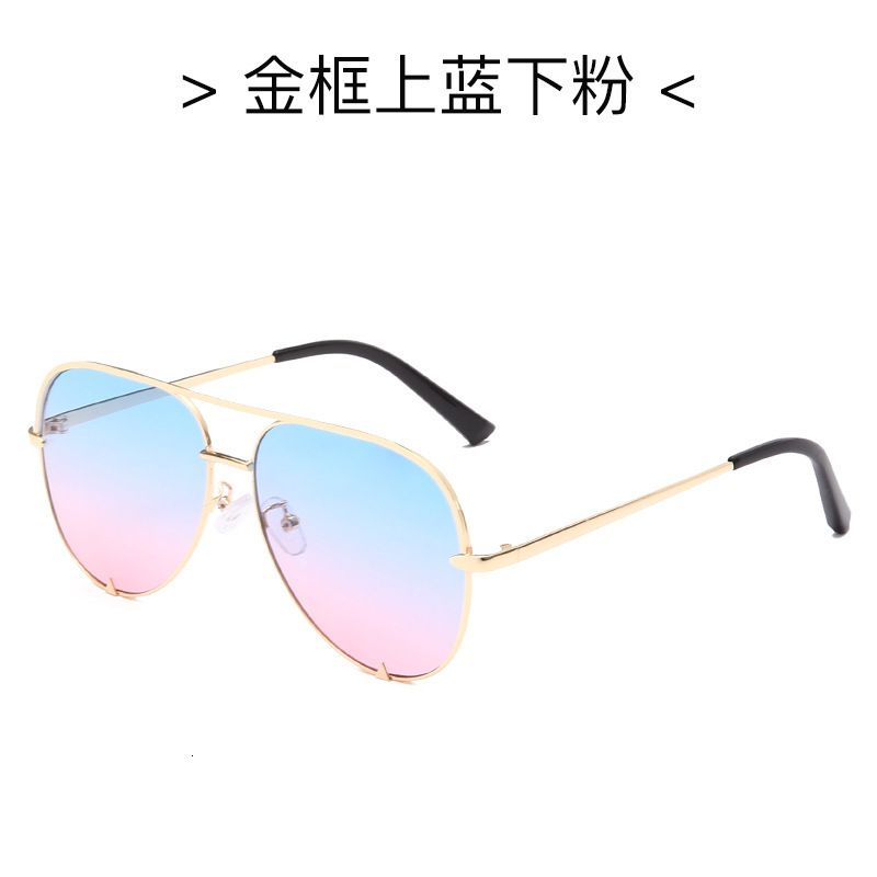 gold frame with blue top and pink bottom