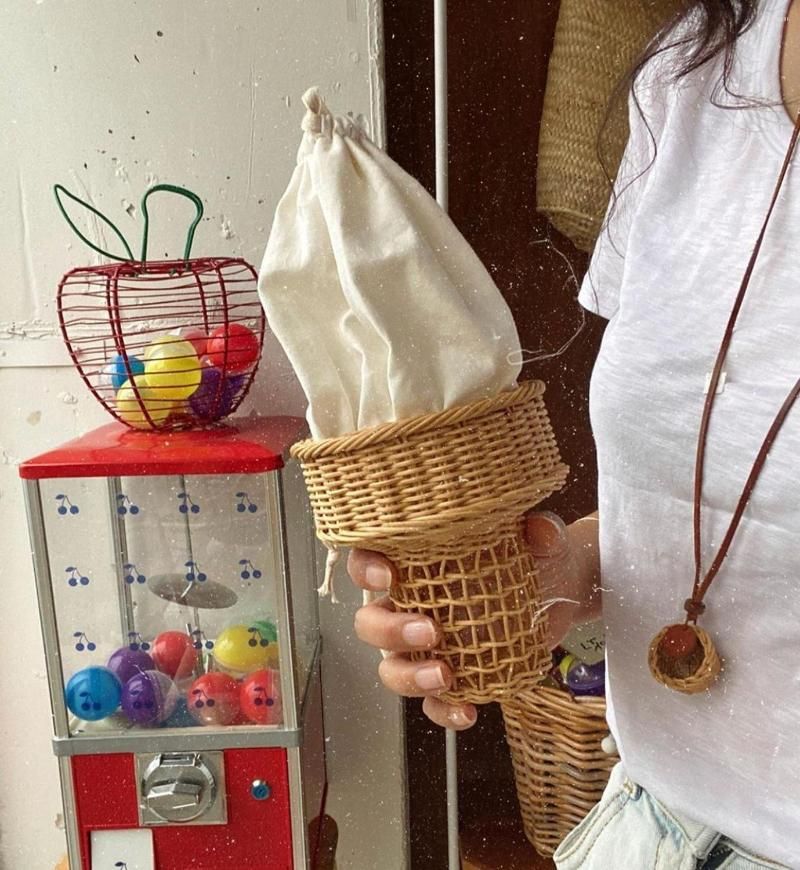 Ice Cream Straw Bag - Rattan - Summer - Cuteness - ApolloBox