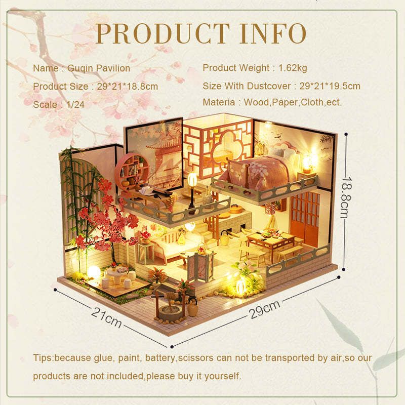 DIY Toy Doll House Forest Pavilion Miture Assemble Dollhouse kit