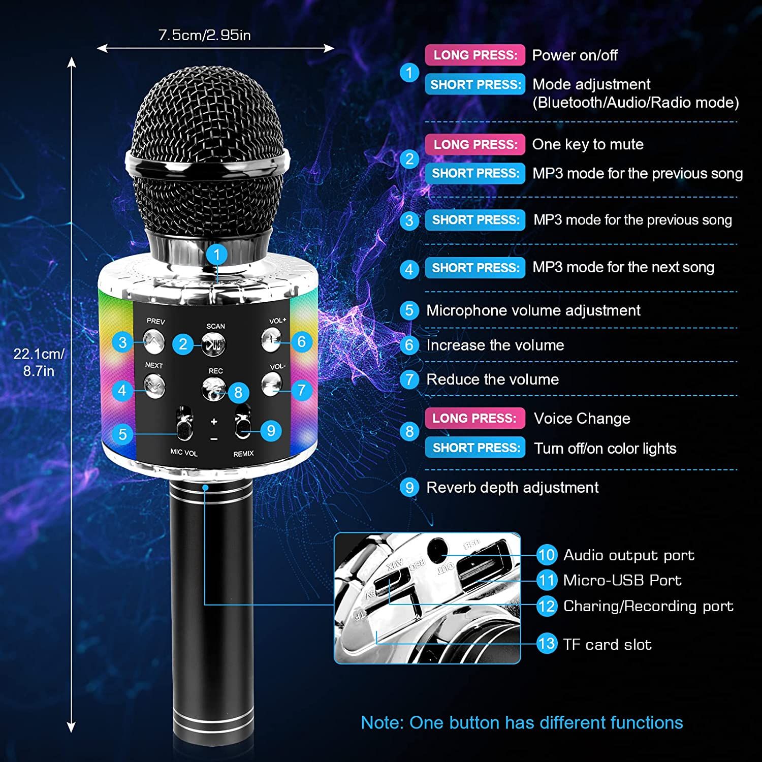 KD-203 100W Peak High Power Portable Karaoke Bluetooth Speakers Wireless  Microphone Suit Intelligent External Singing Equipment