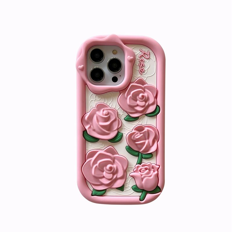 Luxury Rose Flower Glitter Gold Square Case For iPhone 15 14 Pro Max 13 PRO  11 15 PRO 12 Pro MAX XS XR X 7 8 Plus Stripe Cover