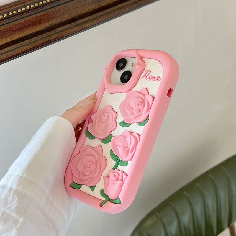 Silicone Phone Case Flower & Letter V Phone Case For Iphone 14 13